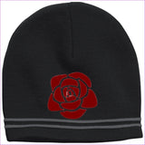 STC20 Colorblock Beanie Black/Iron Grey One Size Rose Embroidered Knit Cap, Cap, Beanie - Beanie at TFC&H Co.