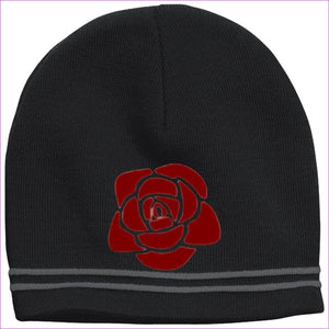 STC20 Colorblock Beanie Black Iron Grey One Size - Rose Embroidered Knit Cap, Cap, Beanie - Beanie at TFC&H Co.