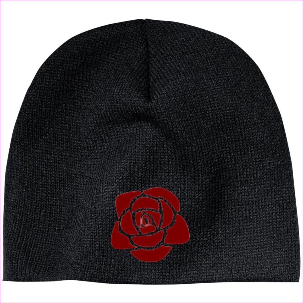 CP91 100% Acrylic Beanie Black One Size - Rose Embroidered Knit Cap, Cap, Beanie - Beanie at TFC&H Co.