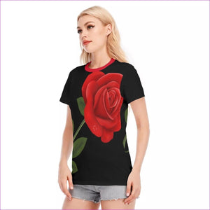 - Rose Women's Round Neck Organic T-Shirt - womens t-shirt at TFC&H Co.