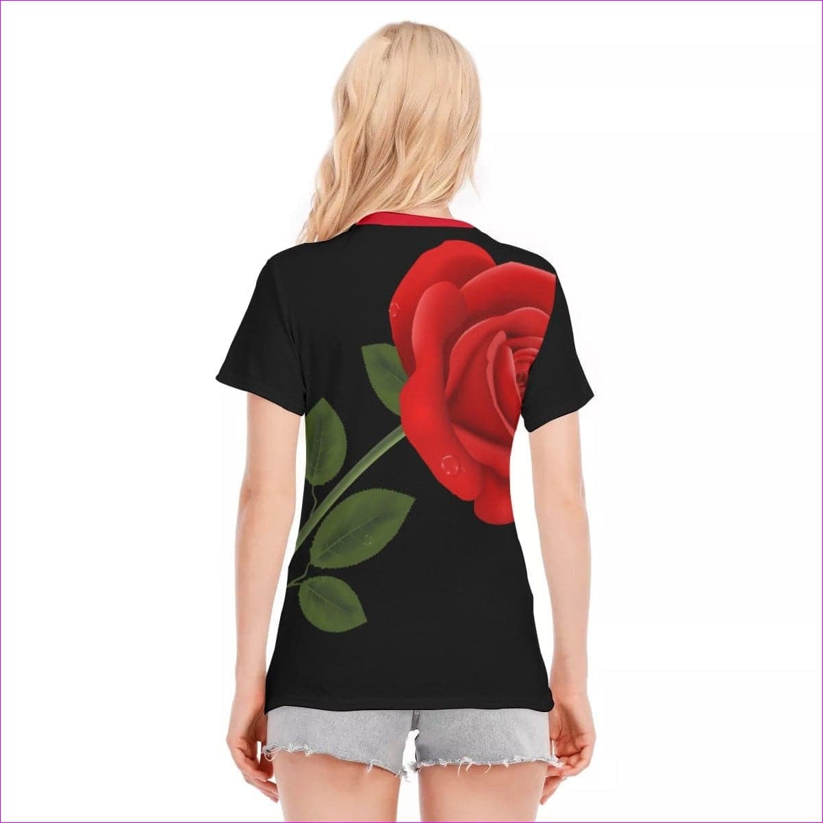 - Rose Women's Round Neck Organic T-Shirt - womens t-shirt at TFC&H Co.