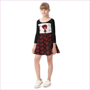 Black Roseline Red Girls Long Sleeve Dress - kid's dress at TFC&H Co.