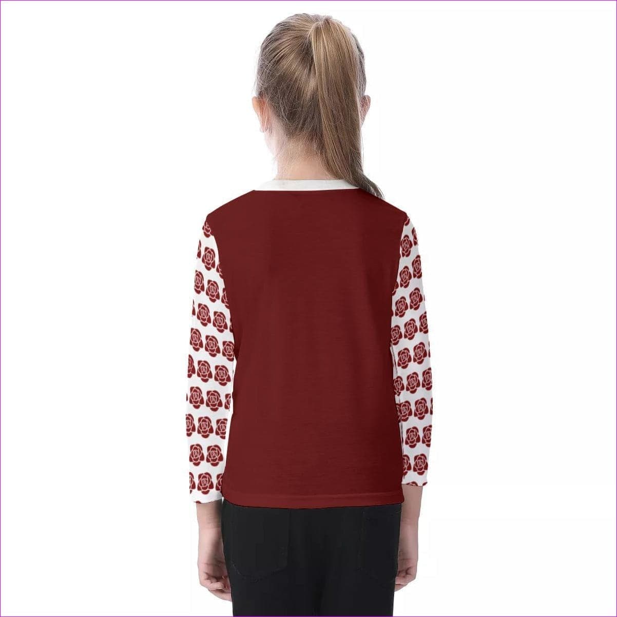 Roseline Red Kids O-neck Long Sleeve T-shirt - kid's t-shirts at TFC&H Co.