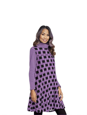 Royal Geo Women's High Neck Dress With Long Sleeve - women's dress at TFC&H Co.