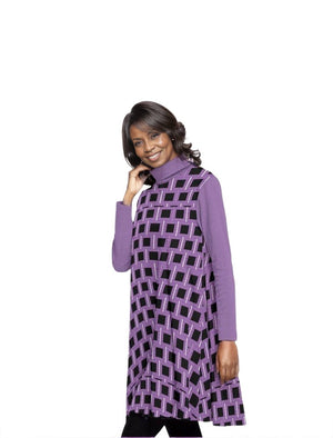 - Royal Geo Women's High Neck Dress With Long Sleeve - womens dress at TFC&H Co.