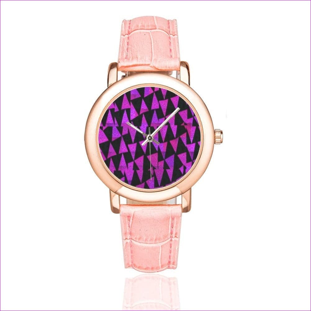 Royal Tri Women's Rose Gold-plated Leather Strap Watch - watch at TFC&H Co.