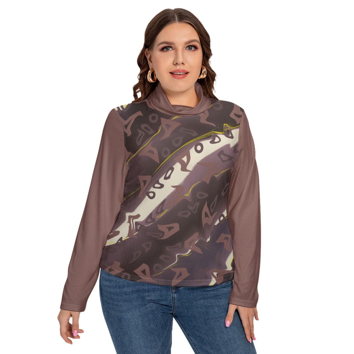 Runaway Women's Turtleneck Shirt With Long Sleeve Voluptuous (+)Plus Size - women's shirt at TFC&H Co.