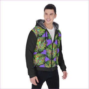 Sativa Men's Sherpa Fleece Zip Up Hoodie (Inconspicuous Weed Enthusiasts Clothing) - men's jacket at TFC&H Co.