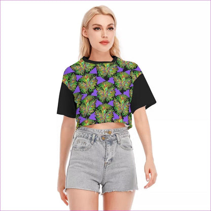 Sativa Women's Black Drop Shoulder Cropped Top | 100 % Cotton (Weed Clothing) - women's crop top at TFC&H Co.