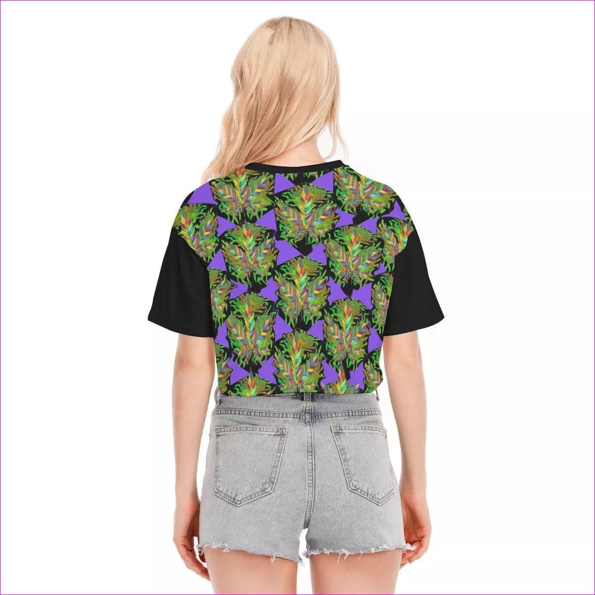 - Sativa Women's Black Drop Shoulder Cropped Top | 100 % Cotton (Inconspicuous Weed Clothing) - womens crop top at TFC&H Co.