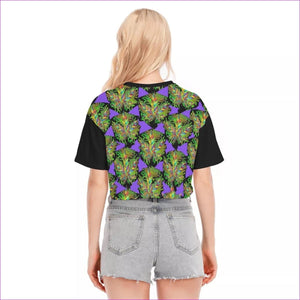 - Sativa Women's Black Drop Shoulder Cropped Top | 100 % Cotton (Inconspicuous Weed Clothing) - womens crop top at TFC&H Co.