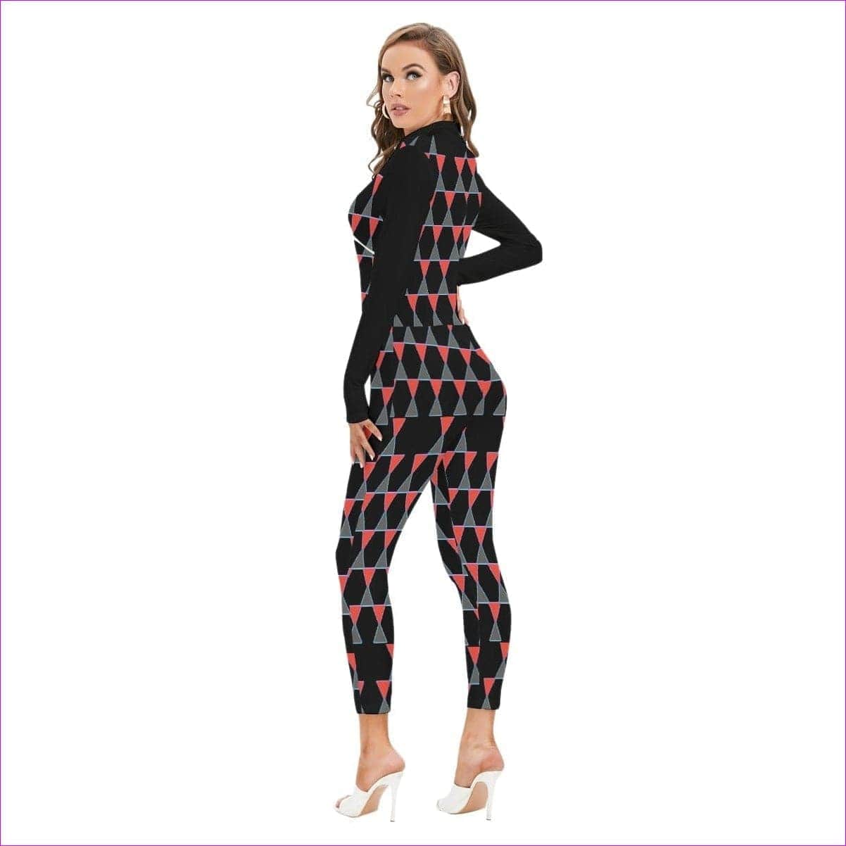 Scaled Women's Long-sleeved High-neck Jumpsuit With Zipper - women's jumpsuit at TFC&H Co.
