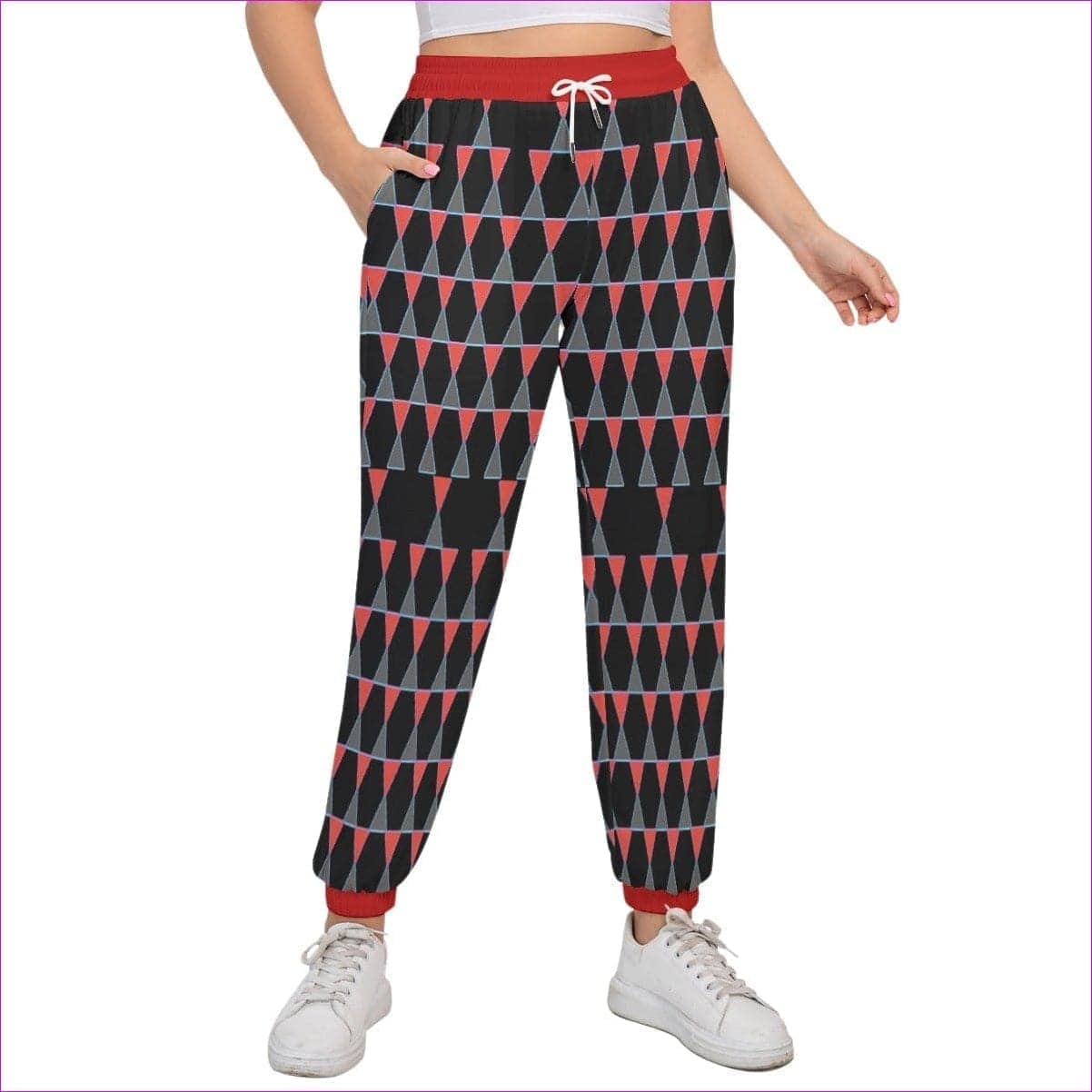 Scaled Women's Sports Trousers With Waist Drawstring Voluptuous (+) Plus Size - women's pants at TFC&H Co.