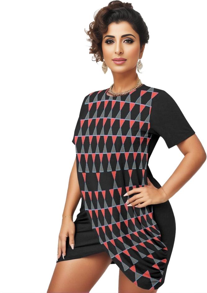 Scaled Women’s Stacked Hem Dress With Short Sleeve Voluptuous (+) Plus Size - women's dress at TFC&H Co.