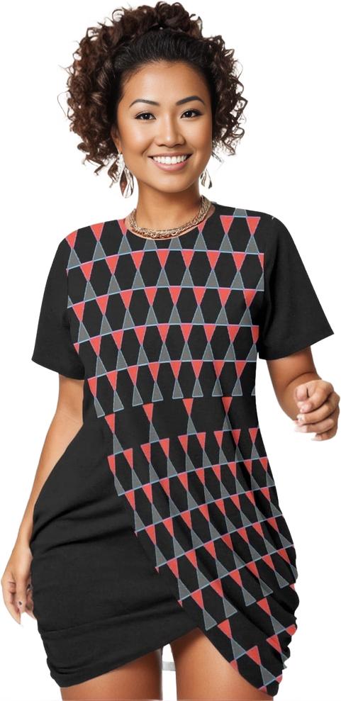 Scaled Women’s Stacked Hem Dress With Short Sleeve Voluptuous (+) Plus Size - women's dress at TFC&H Co.