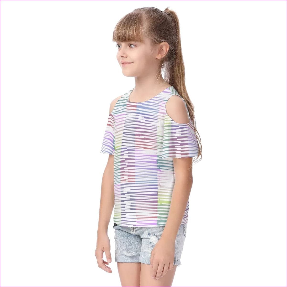 - Scribbled Kids Cold Shoulder T-shirt With Ruffle Sleeves - kids shirt at TFC&H Co.
