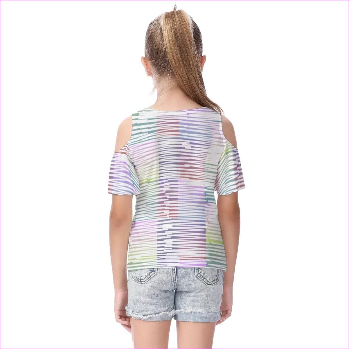 - Scribbled Kids Cold Shoulder T-shirt With Ruffle Sleeves - kids shirt at TFC&H Co.