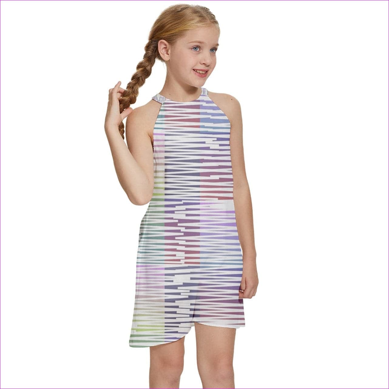 Scribbled Kids Girls Halter Collar Waist Tie Chiffon Dress - kid's dress at TFC&H Co.
