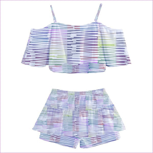 Scribbled Kids Off Shoulder Skirt Two-Piece Swimsuit - kid's tankini at TFC&H Co.