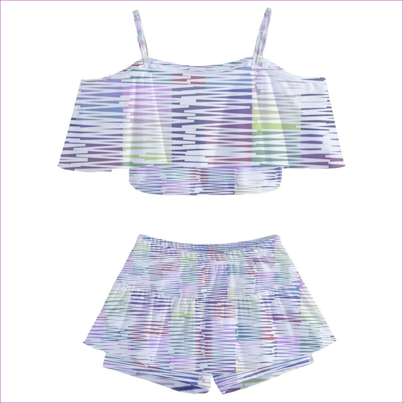 - Scribbled Kids Off Shoulder Skirt Two-Piece Swimsuit - kids tankini at TFC&H Co.