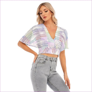 - Scribbled Women's & Teen's Bat Sleeve Crop Top - womens crop top at TFC&H Co.