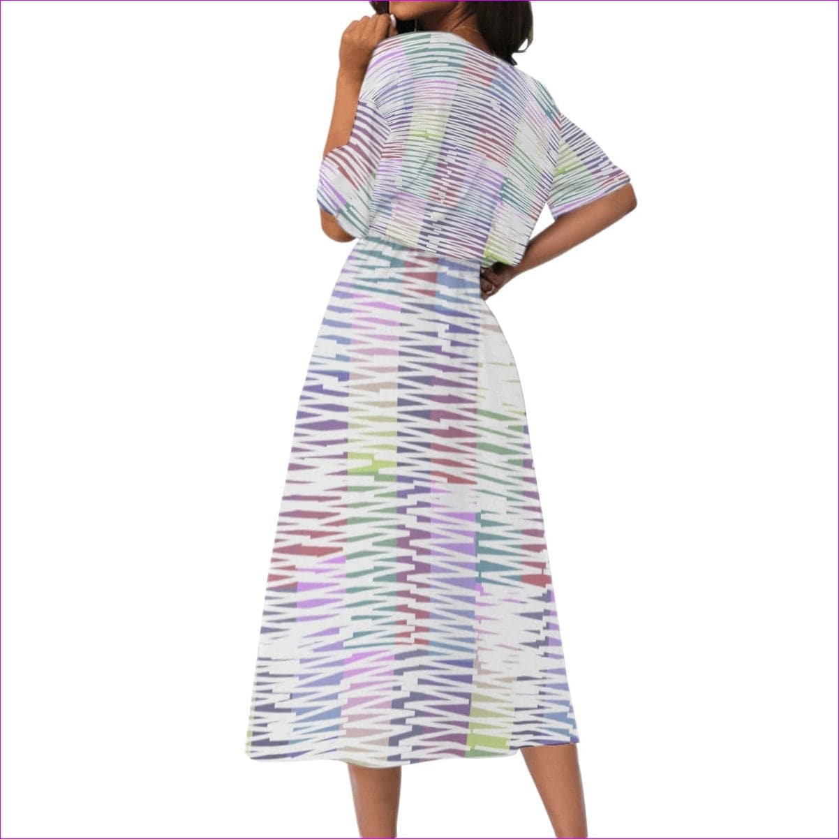 Scribbled Women's Elastic Waist Dress - women's dress at TFC&H Co.