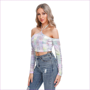 - Scribbled Women's & Teen's Halter Lace-up Top - womens crop top at TFC&H Co.