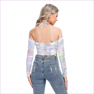 - Scribbled Women's & Teen's Halter Lace-up Top - womens crop top at TFC&H Co.