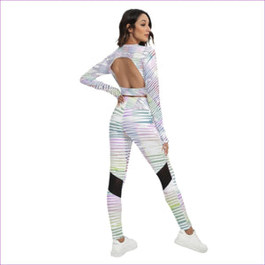 - Scribbled Women's Sport Set With Backless Top And Leggings - womens top & leggings set at TFC&H Co.