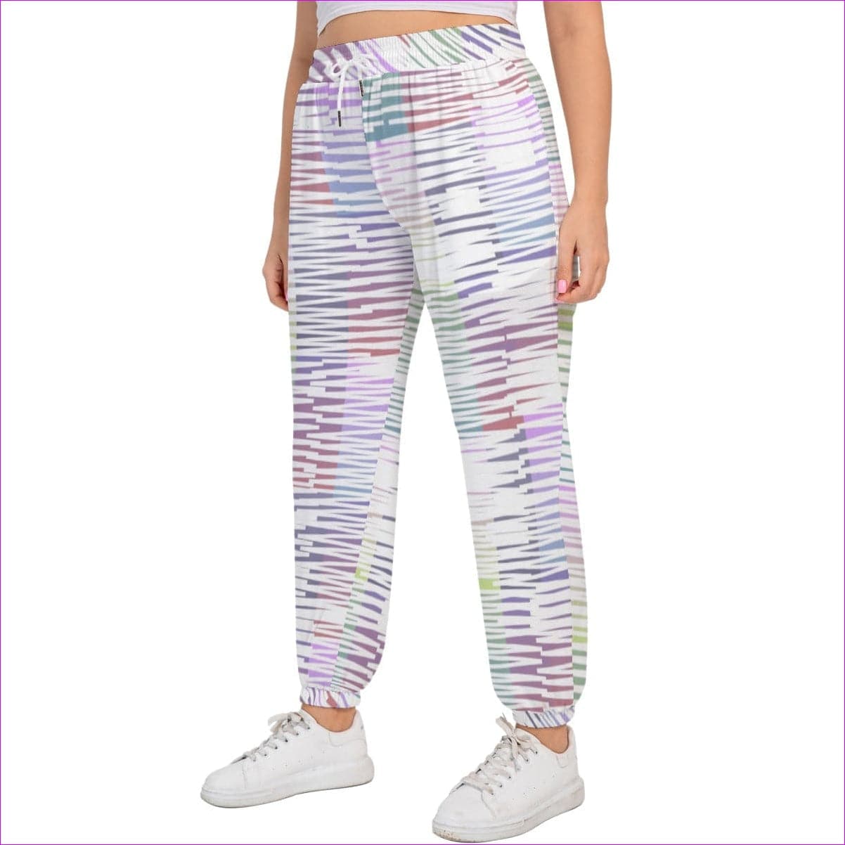 Scribbled Women's Sports Trousers With Drawstring Voluptuous (+) Plus Size - women's pants at TFC&H Co.