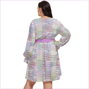 - Scribbled Women's V-neck Dress With Waistband Voluptuous (+) Plus Size - womens dress at TFC&H Co.