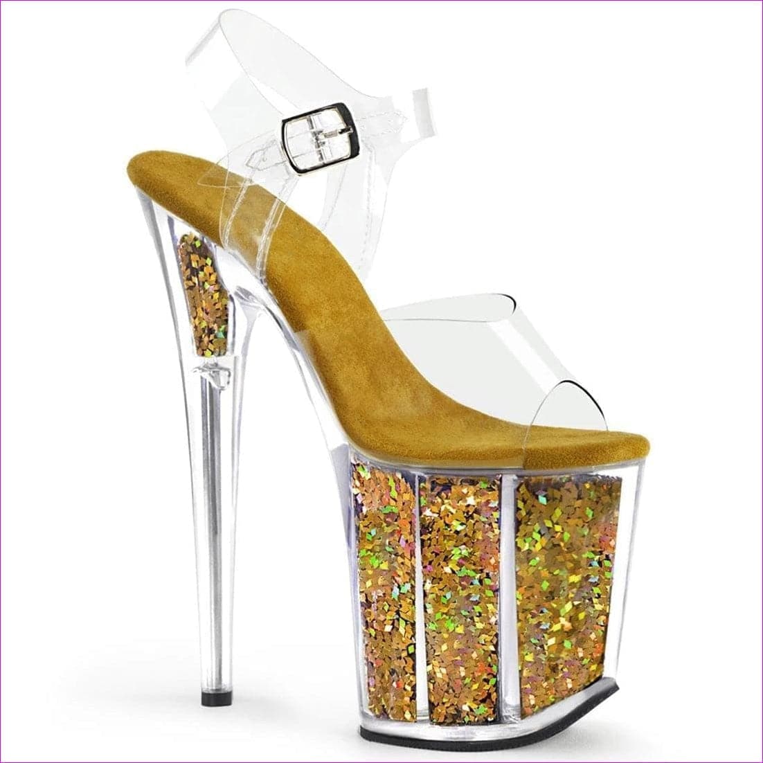 - Sequin Transparent Platform Heel 7" - Womens Platform Heels at TFC&H Co.