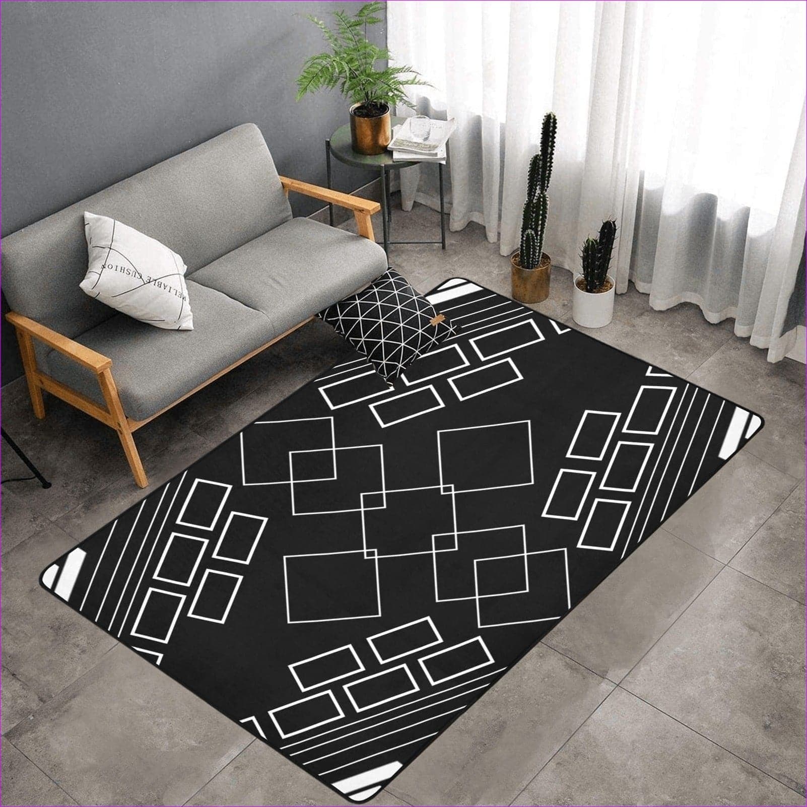 One Size shaped out Area Rug with Black Binding 7'x5' - Shaped Out Area Rug with Black Binding 7'x5' (3 colors) - area rug at TFC&H Co.