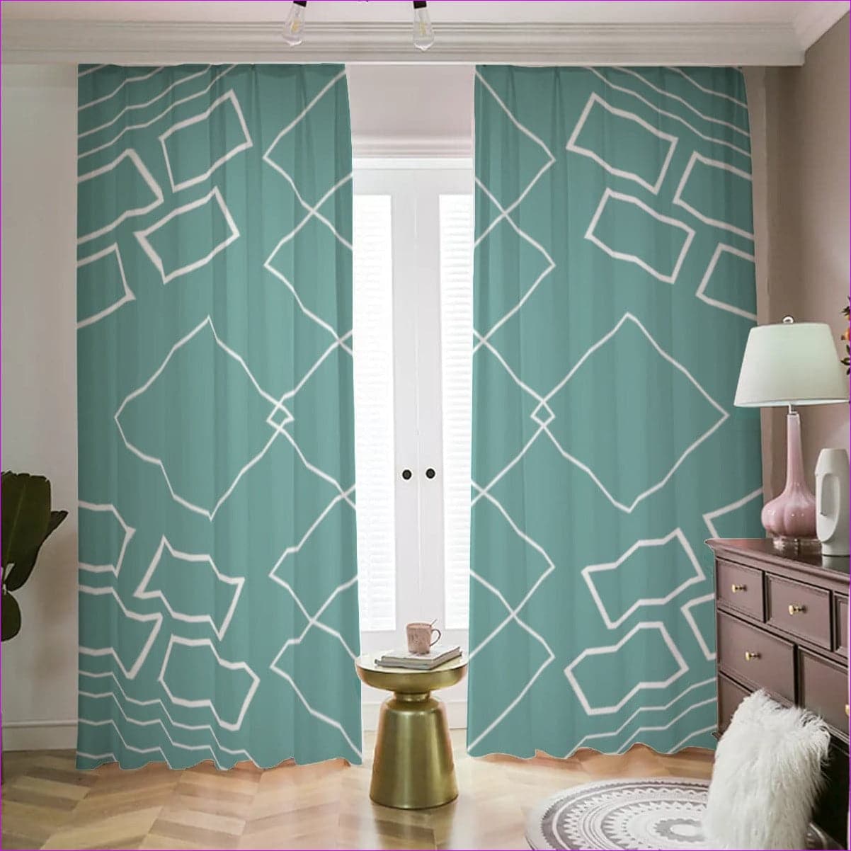 Sea Green - Shaped Out Sea Green Blackout Curtains | 265(gsm) - blackout curtains at TFC&H Co.