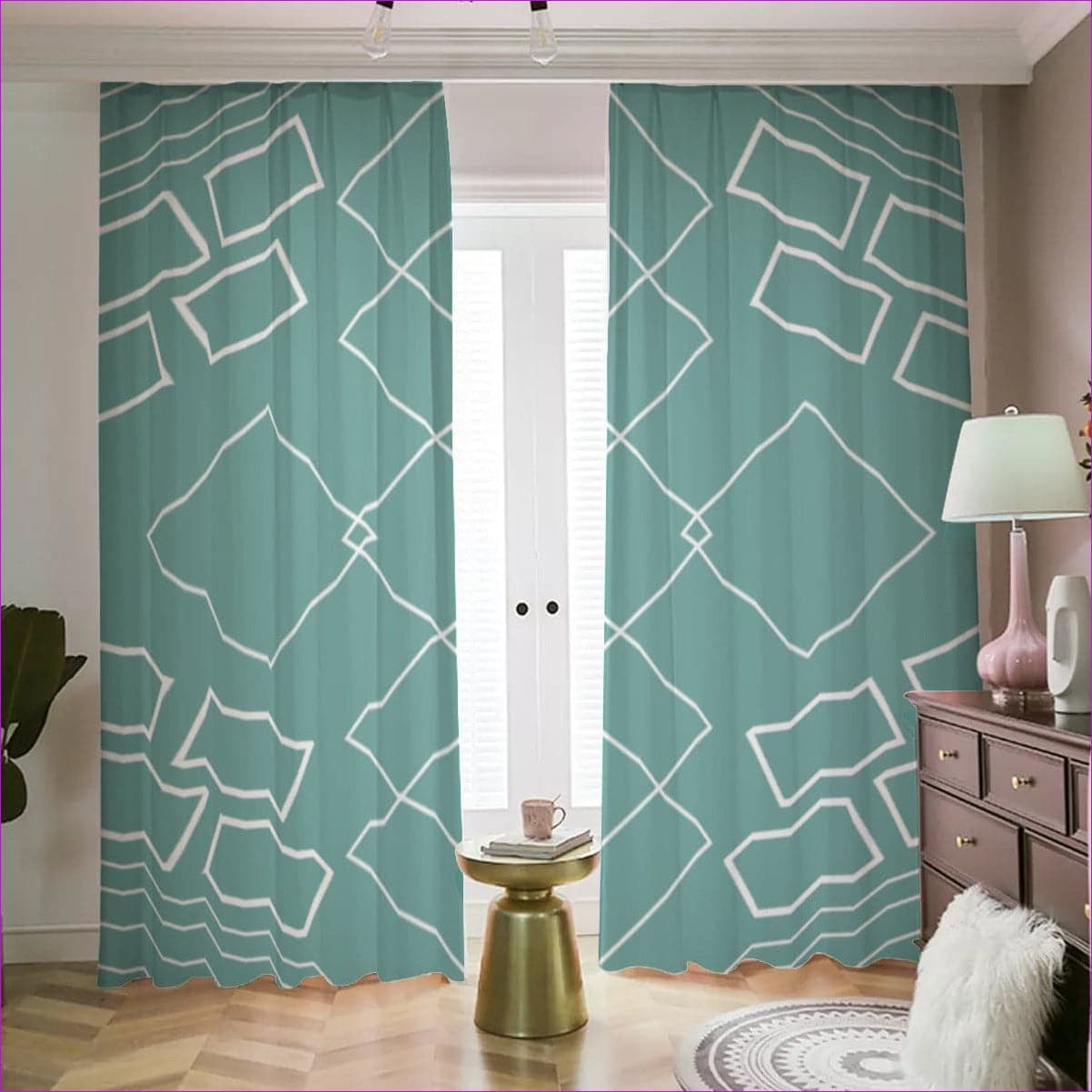 Sea Green Shaped Out Sea Green Blackout Curtains | 265(gsm) - blackout curtains at TFC&H Co.