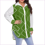 green - Shaped Out Women's Button-Up Voluptuous (+) Plus Size - womens button-up shirt at TFC&H Co.