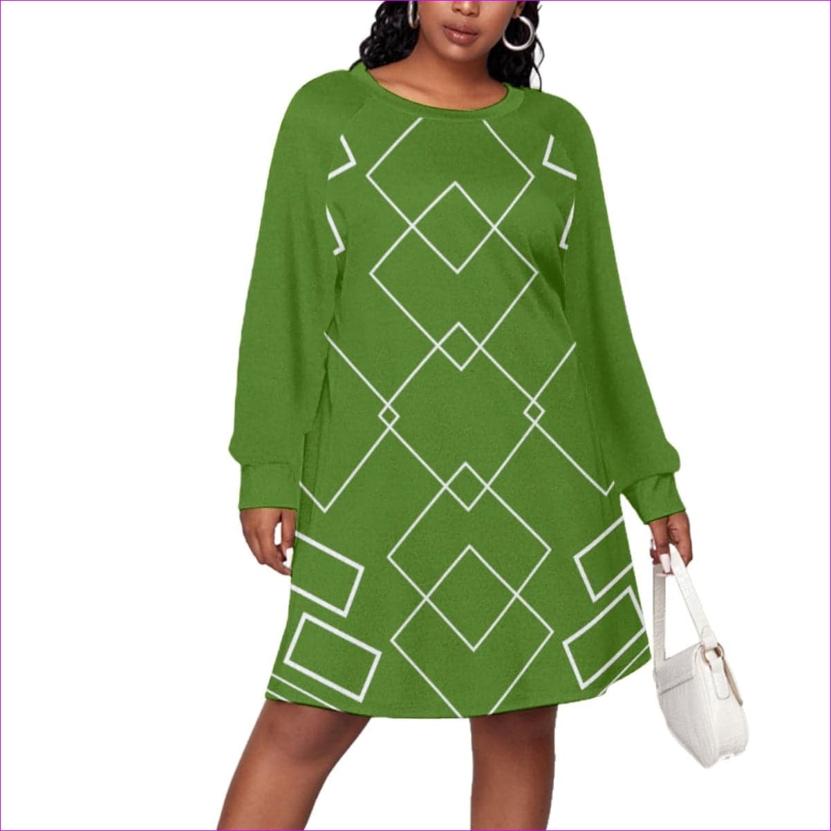 green - Shaped Out Women's Dress With Raglan Sleeve Voluptuous (+) Plus Size - womens dress at TFC&H Co.