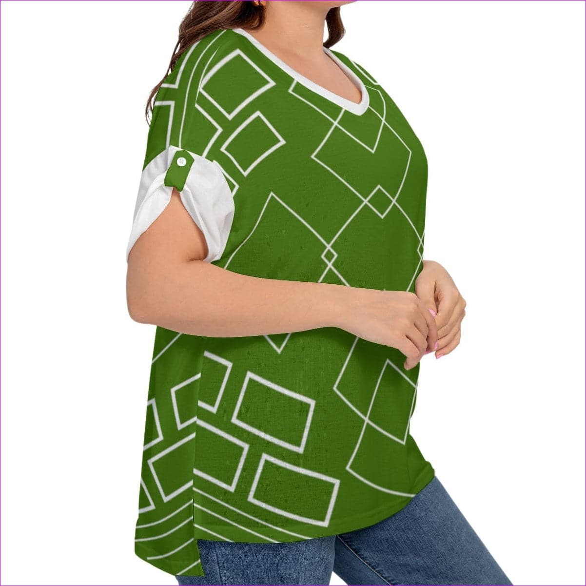 Shaped Out Women's Drop-shoulder Short Sleeve T-shirt With Sleeve Loops Voluptuous (+) Plus Size - women's tee at TFC&H Co.