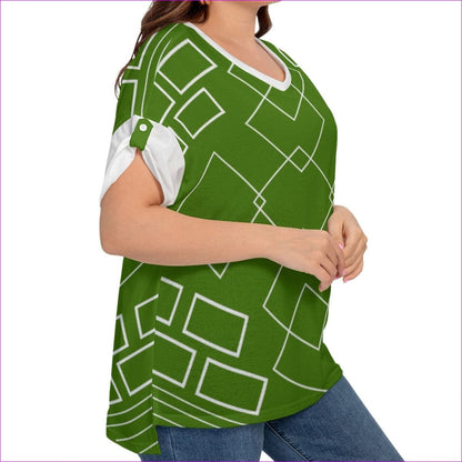 Shaped Out Women's Drop-shoulder Short Sleeve T-shirt With Sleeve Loops Voluptuous (+) Plus Size - women's tee at TFC&H Co.
