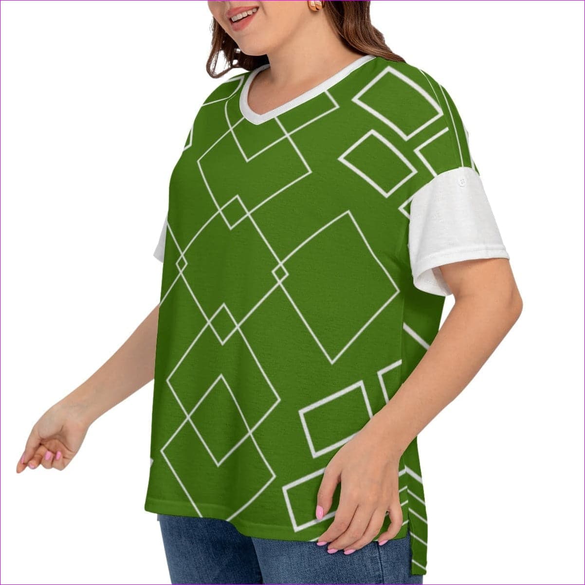 - Shaped Out Women's Drop-shoulder Short Sleeve T-shirt With Sleeve Loops Voluptuous (+) Plus Size - womens tee at TFC&H Co.