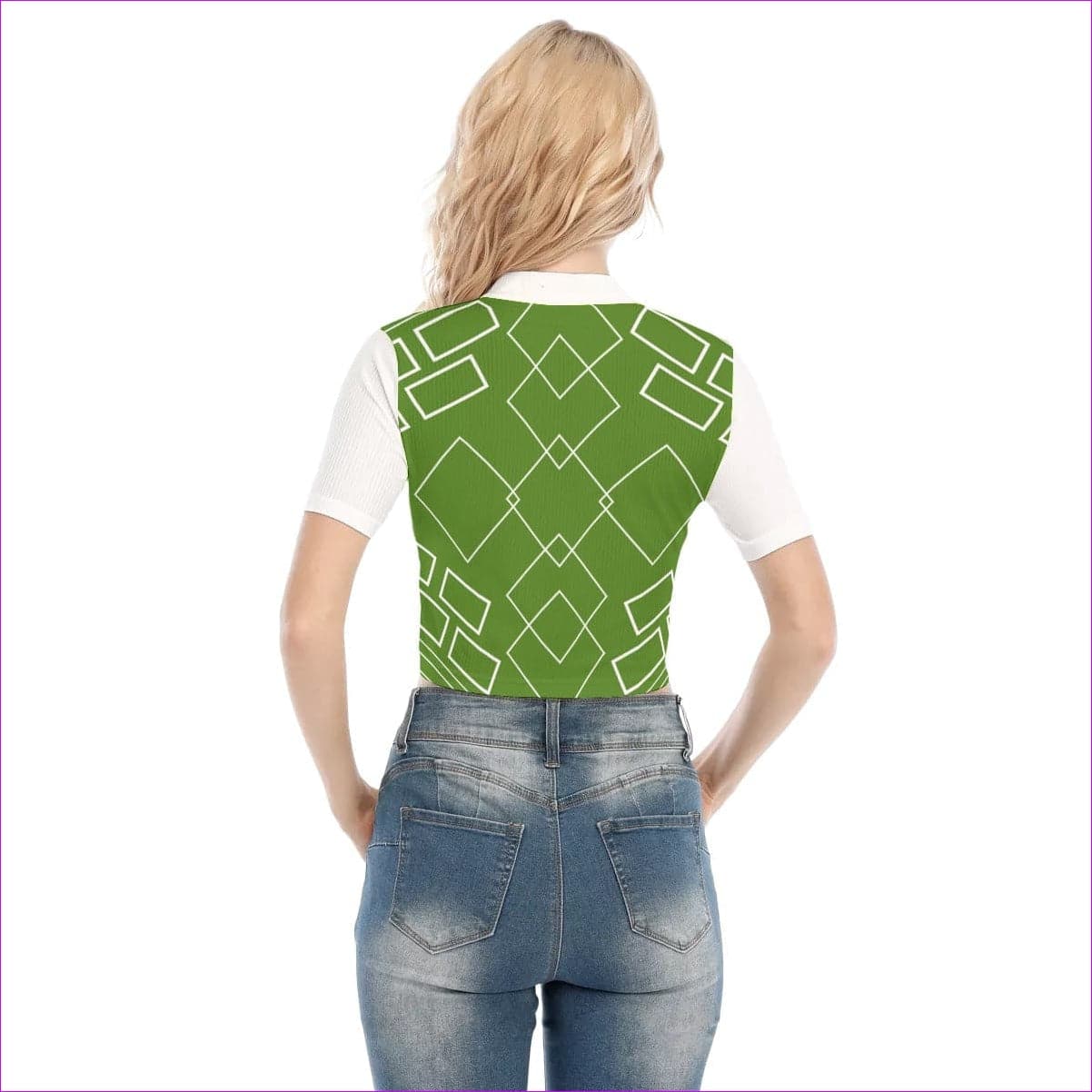 - Shaped Out Women's Short Sleeve T-shirt With Two-way Zipper - womens crop top at TFC&H Co.