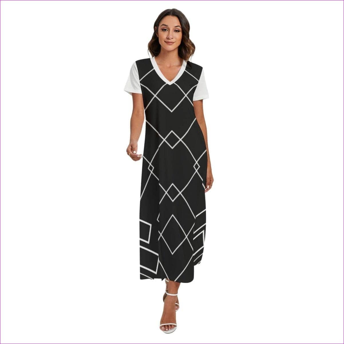 - Shaped Out Women's V-neck Dress With Short Sleeve - womens dress at TFC&H Co.