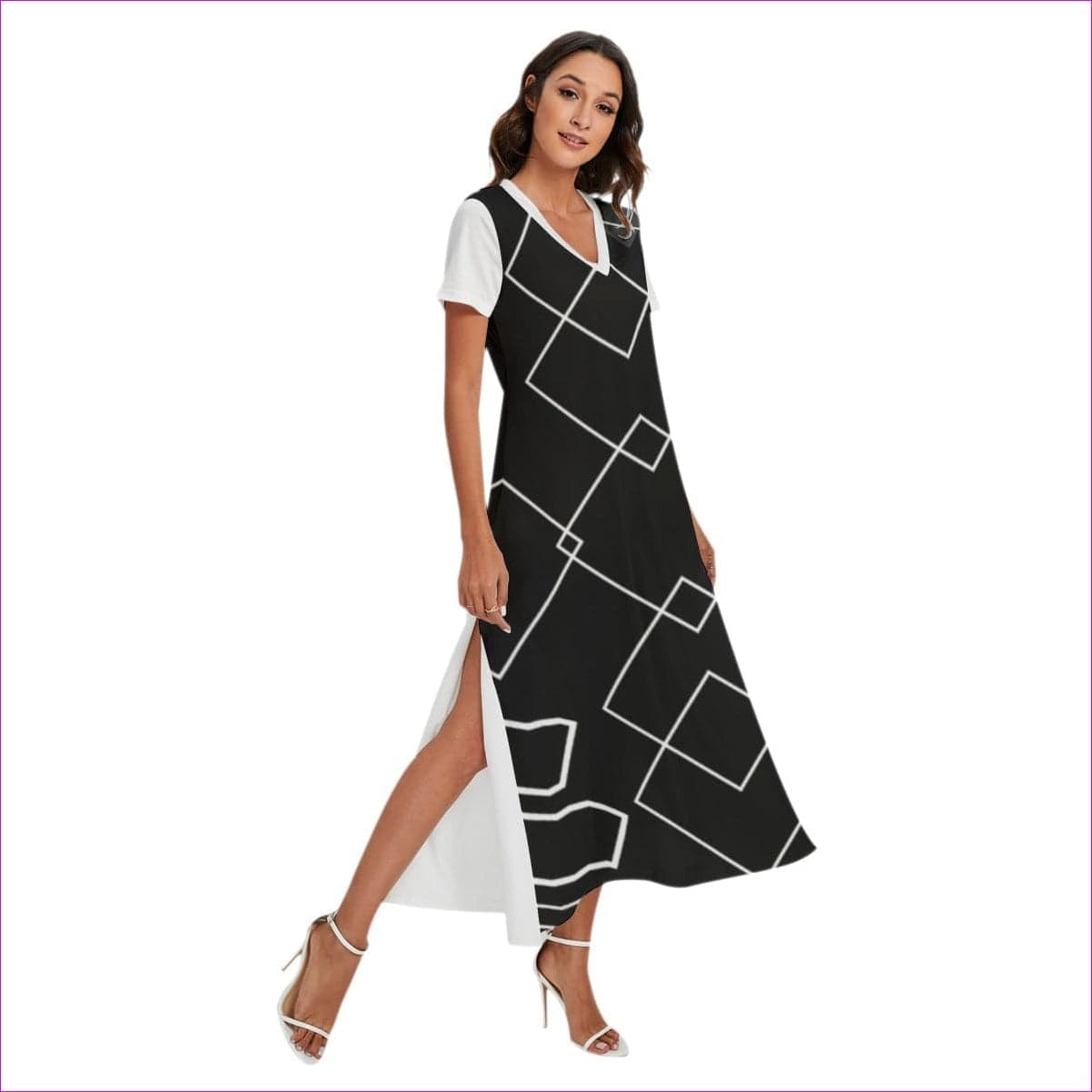 Shaped Out Women's V-neck Dress With Short Sleeve - women's dress at TFC&H Co.