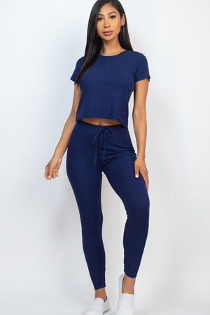 - Short Sleeve Top & Leggings Set - 7 colors - Ships from The US - womens top & legging set at TFC&H Co.
