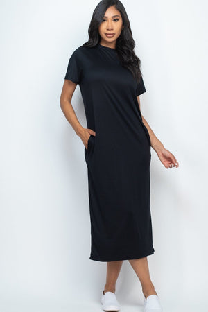 BLACK Side Pocket Tee Dress - Ships from The US - women's dress at TFC&H Co.