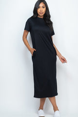 BLACK - Side Pocket Tee Dress - Ships from The US - womens dress at TFC&H Co.