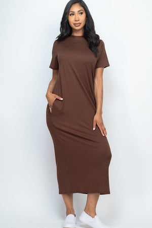 COFFEE Side Pocket Tee Dress - Ships from The US - women's dress at TFC&H Co.