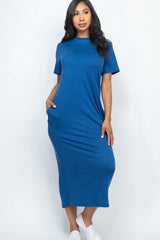 BLUE HAZE Side Pocket Tee Dress - Ships from The US - women's dress at TFC&H Co.