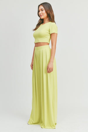 - Simple Crop Top And Palazzo Pants Set - Ships from The US - womens crop top & pants at TFC&H Co.