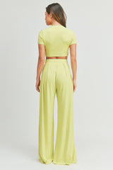CITRUS Simple Crop Top And Palazzo Pants Set - Ships from The US - women's crop top & pants at TFC&H Co.